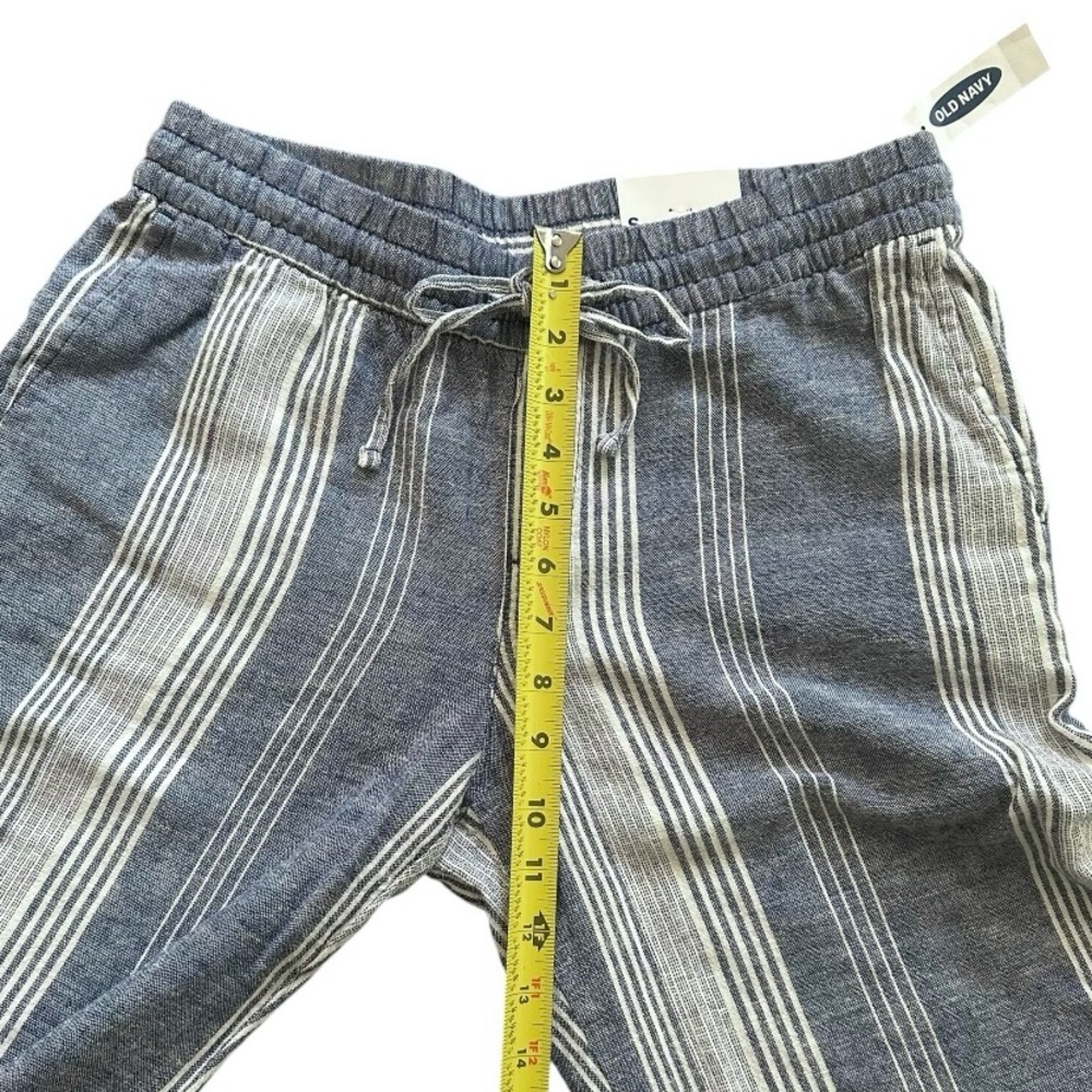 Old Navy Wide Leg Blue White Striped Linen Pants NWT Stretch Waist Size … - Picture 7 of 16